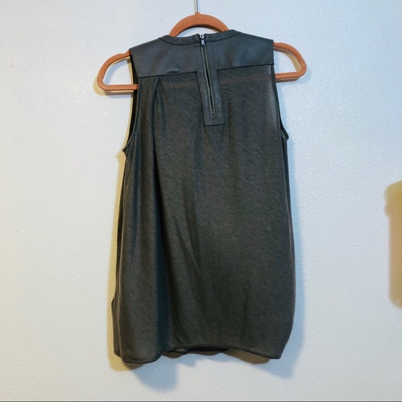 Helmut Lang Lamb Leather Trim Grey Short Blouse - Picture 6 of 8